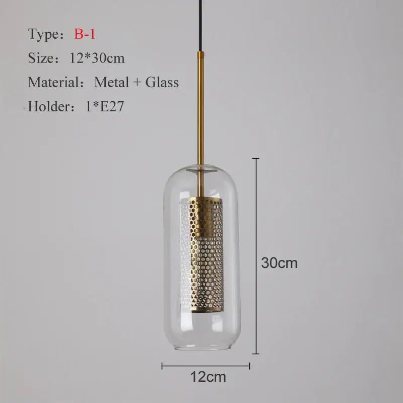 Modern gold & silver honeycomb glass pendant light kitchen fixture