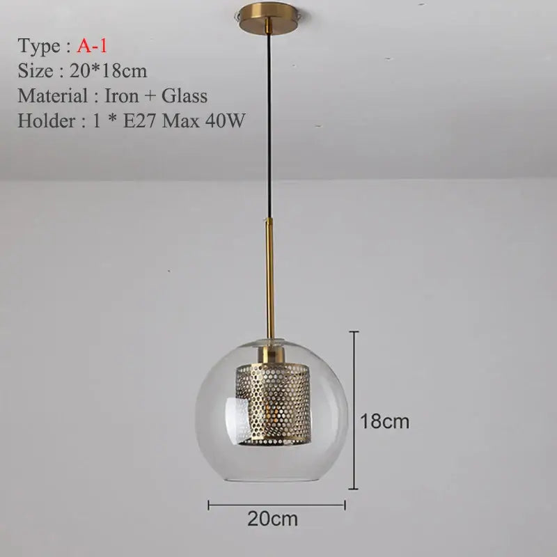 Modern gold & silver honeycomb glass pendant light kitchen fixture