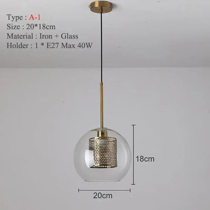 Modern gold & silver honeycomb glass pendant light kitchen fixture