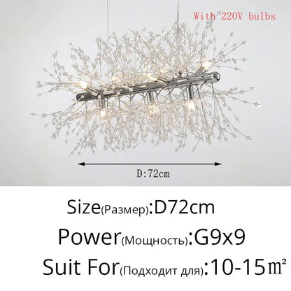 Modern gold & silver led crystal chandelier living room burst light
