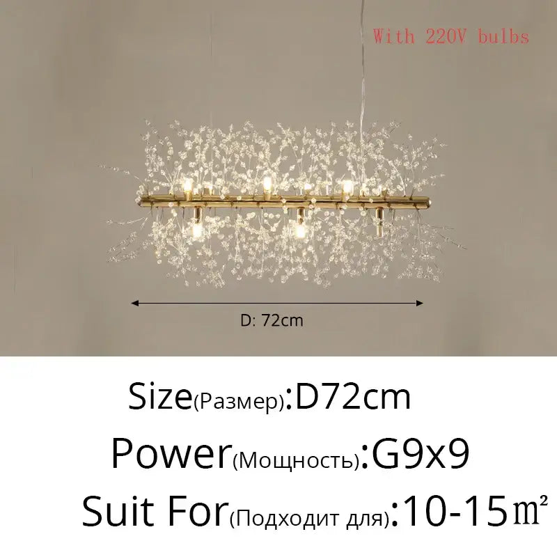 Modern gold & silver led crystal chandelier living room burst light