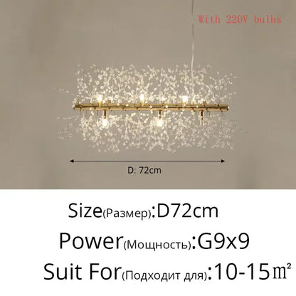 Modern gold & silver led crystal chandelier living room burst light