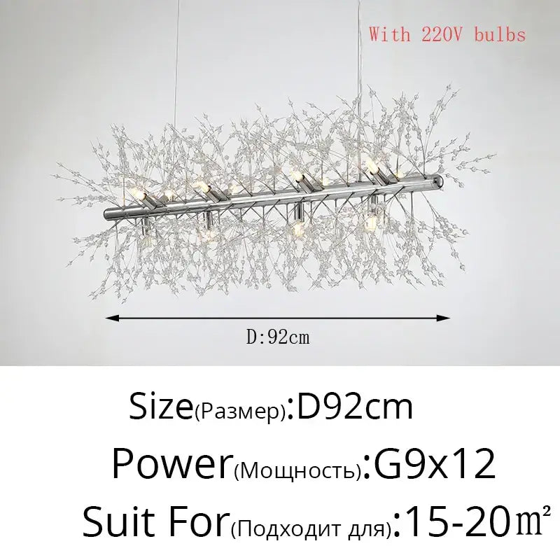 Modern gold & silver led crystal chandelier living room burst light