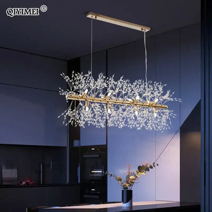 Modern gold & silver led crystal chandelier living room burst light
