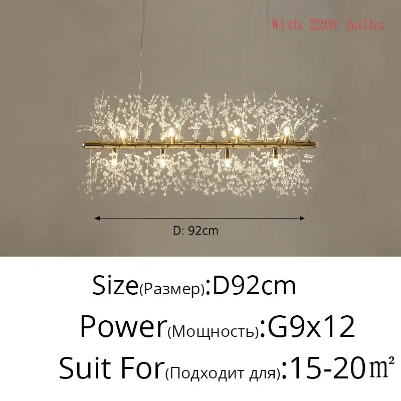 Modern gold & silver led crystal chandelier living room burst light