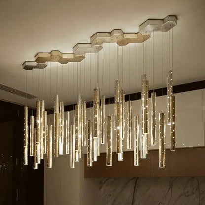 Modern gold & silver led pendant light dining room chandelier
