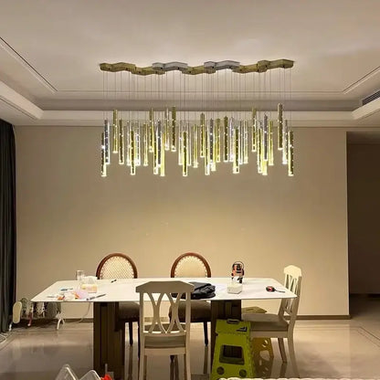 Modern gold & silver led pendant light dining room chandelier