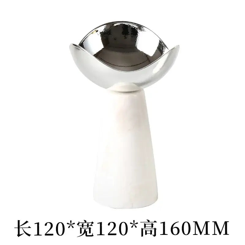 Modern gold & silver marble dessert bowl dining room snack plate