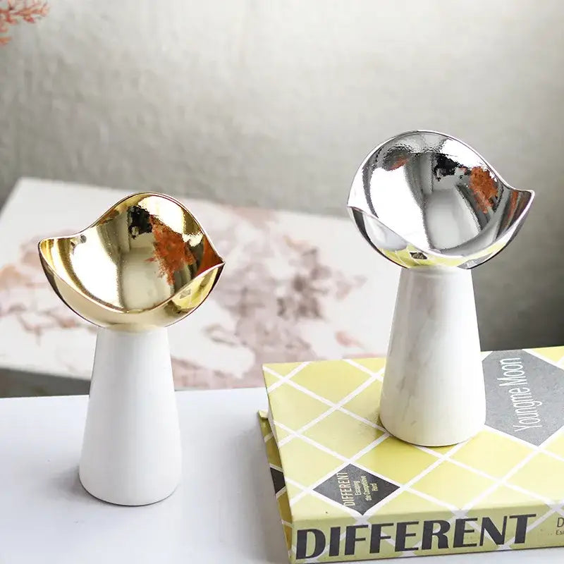 Modern gold & silver marble dessert bowl dining room snack plate