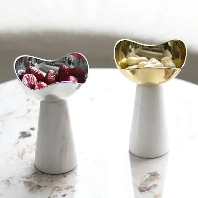 Modern gold & silver marble dessert bowl dining room snack plate