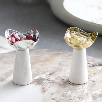 Modern gold & silver marble dessert bowl dining room snack plate
