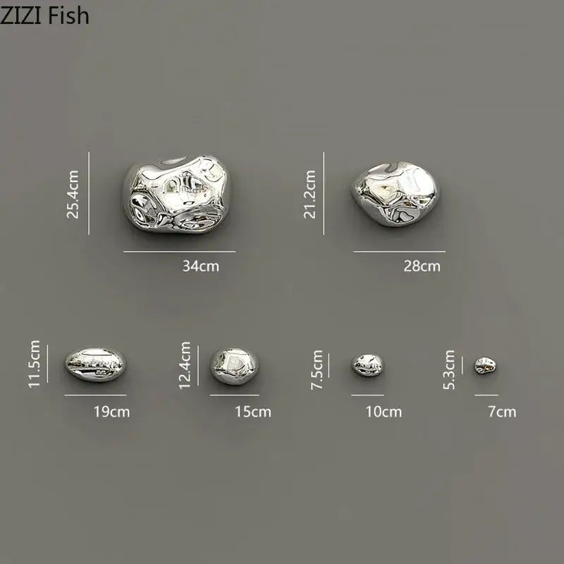 Modern gold & silver metallic rock wall hanging ornaments living room