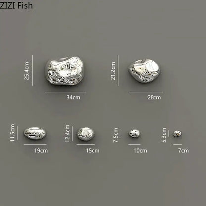 Modern gold & silver metallic rock wall hanging ornaments living room