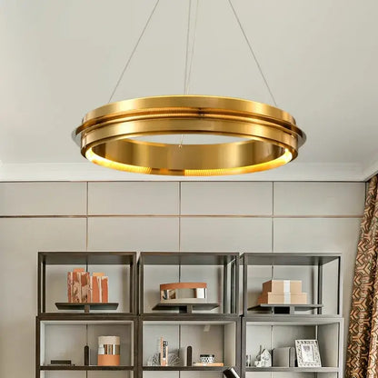 Modern gold & silver ring chandelier living room pendant light