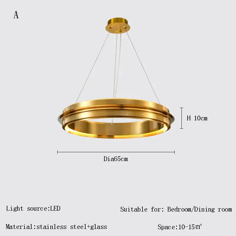 Modern gold & silver ring chandelier living room pendant light