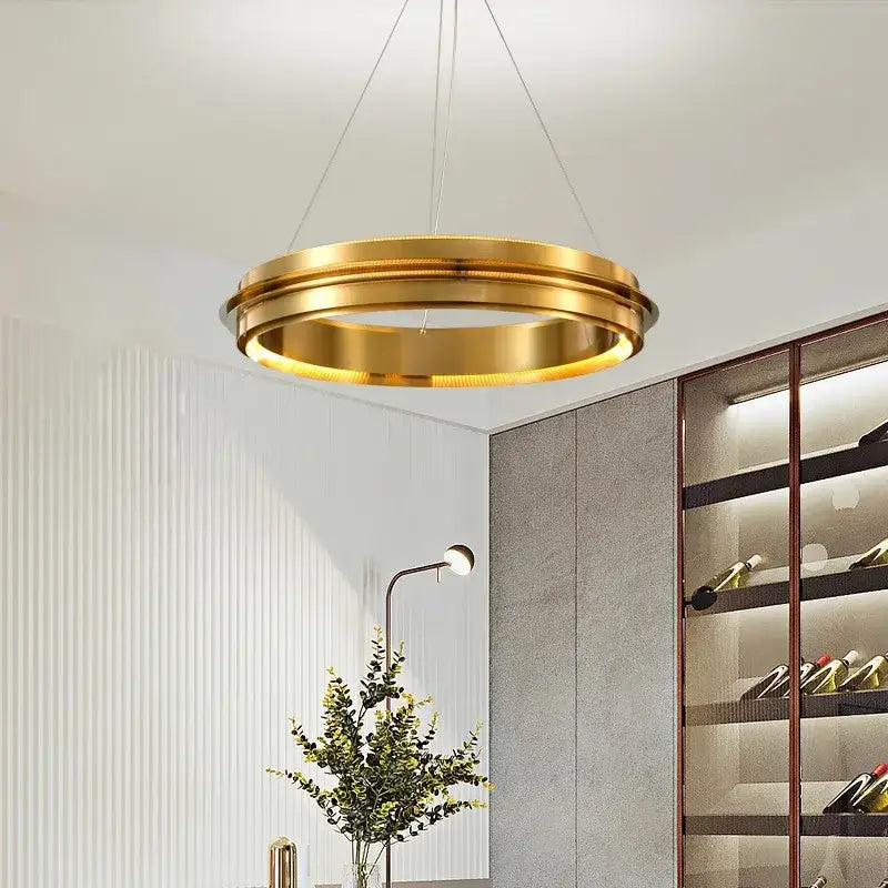 Modern gold & silver ring chandelier living room pendant light