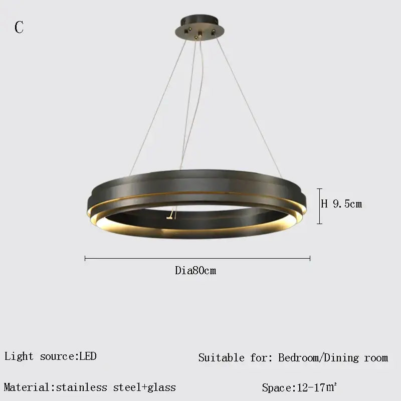 Modern gold & silver ring chandelier living room pendant light
