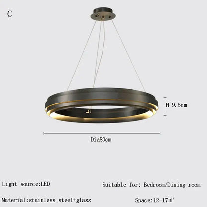 Modern gold & silver ring chandelier living room pendant light