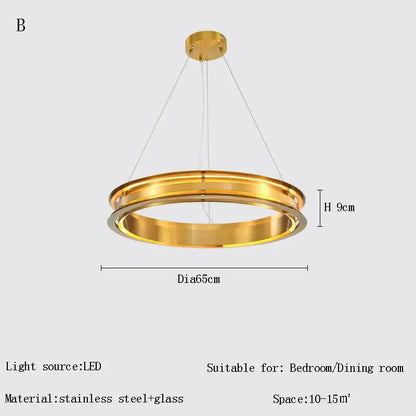 Modern gold & silver ring chandelier living room pendant light