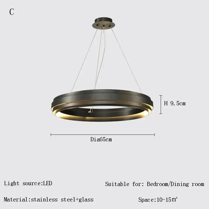 Modern gold & silver ring chandelier living room pendant light