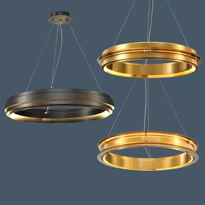 Modern gold & silver ring chandelier living room pendant light