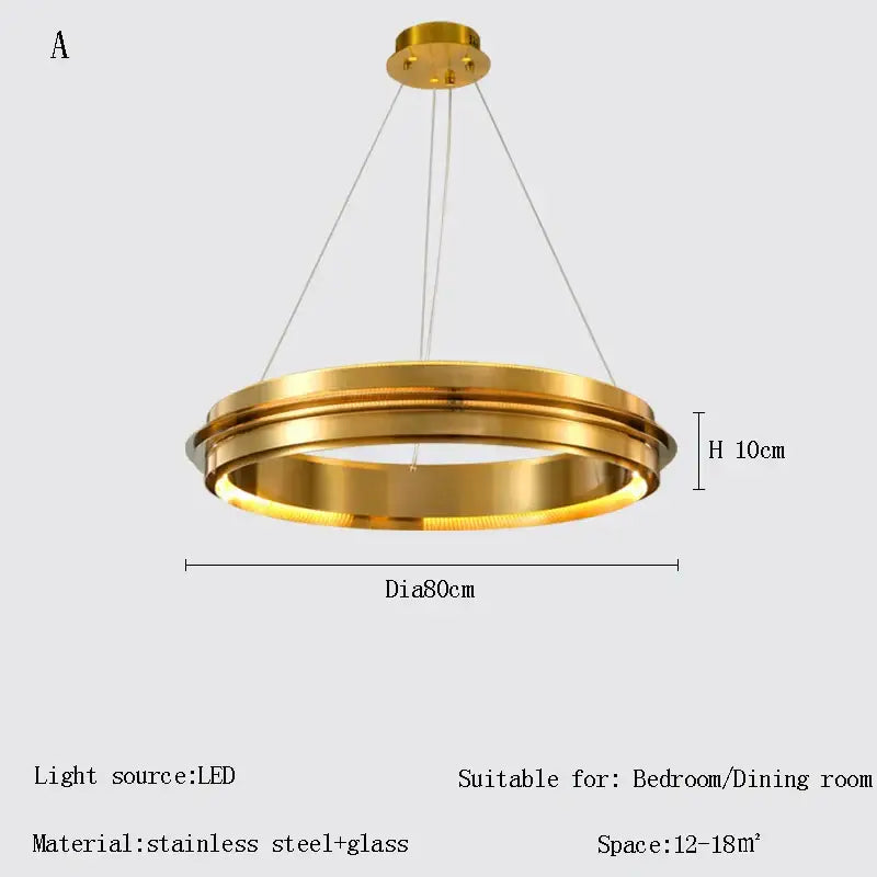 Modern gold & silver ring chandelier living room pendant light