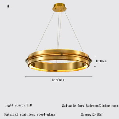Modern gold & silver ring chandelier living room pendant light