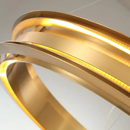 Modern gold & silver ring chandelier living room pendant light