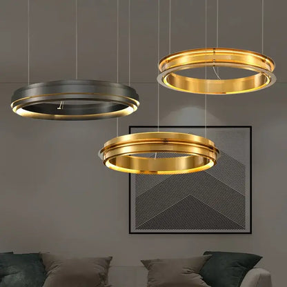 Modern gold & silver ring chandelier living room pendant light