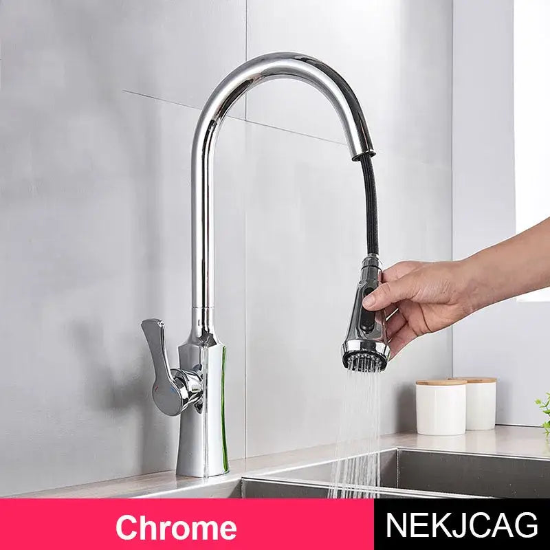 Modern gold single handle kitchen faucet with pull down sprayer