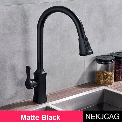 Modern gold single handle kitchen faucet with pull down sprayer