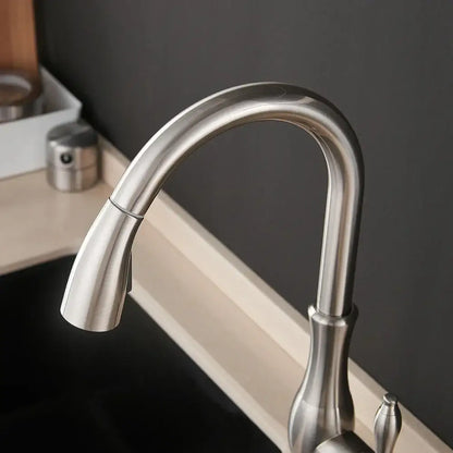 Modern gold single handle pull out kitchen faucet swivel mixer tap