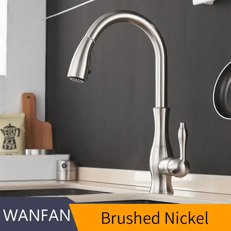 Modern gold single handle pull out kitchen faucet swivel mixer tap