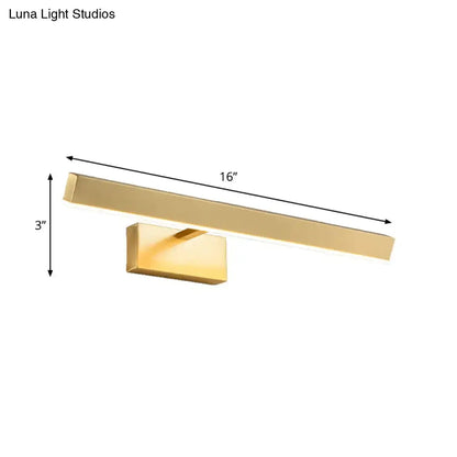 Modern gold slim rectangle vanity lighting bathroom wall light