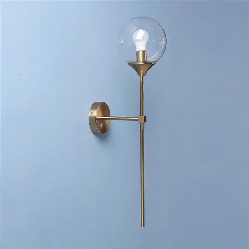 Modern gold smoked glass lampshade wall sconces bedroom light