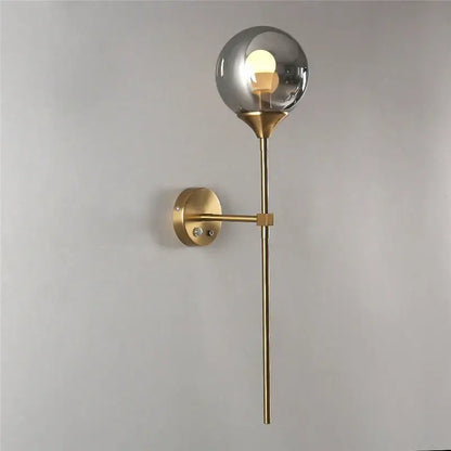 Modern gold smoked glass lampshade wall sconces bedroom light