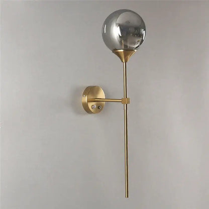 Modern gold smoked glass lampshade wall sconces bedroom light