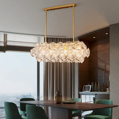 Modern gold snowflake crystal pendant light for kitchen island