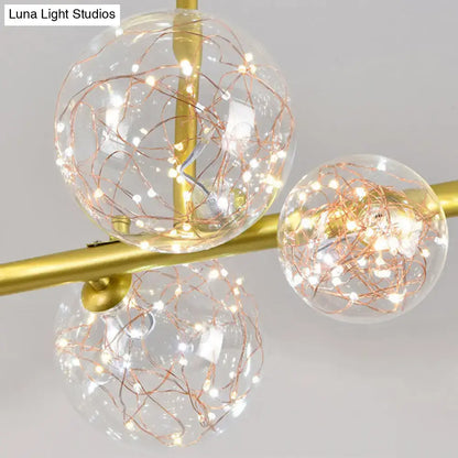 Modern gold spherical clear glass chandelier dining room light fixture
