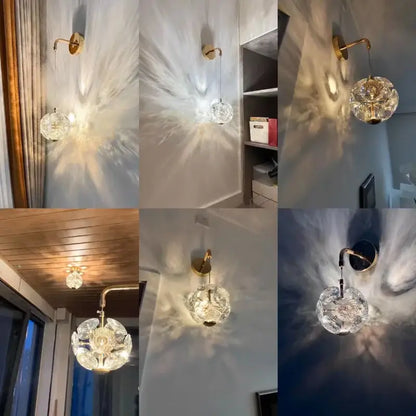 Modern gold spherical crystal pendant chandelier for bedroom