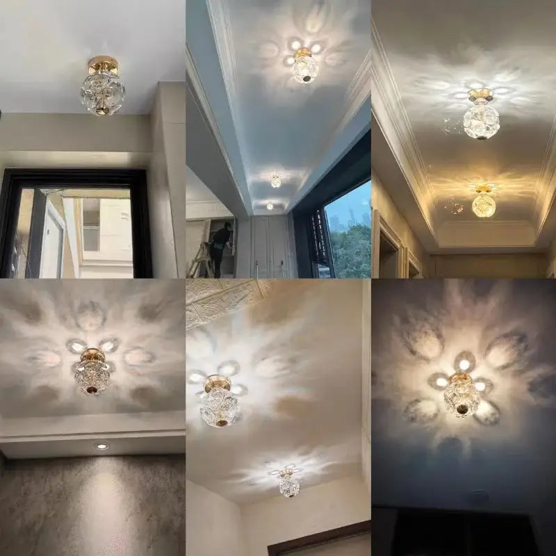 Modern gold spherical crystal pendant chandelier for bedroom