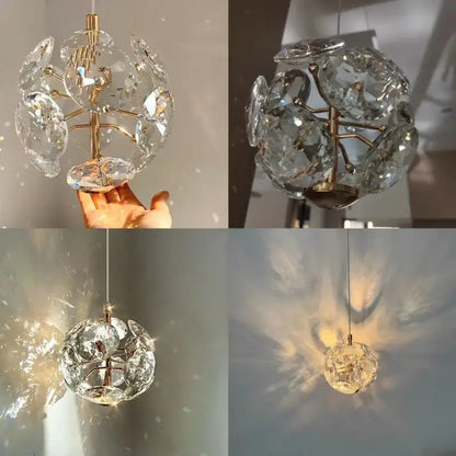 Modern gold spherical crystal pendant chandelier for bedroom