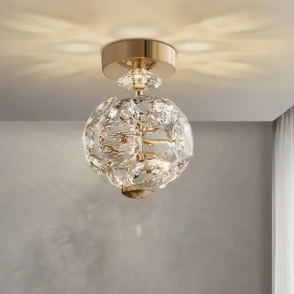 Modern gold spherical crystal pendant chandelier for bedroom