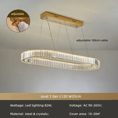 Modern gold spiral crystal circle led chandelier living room light