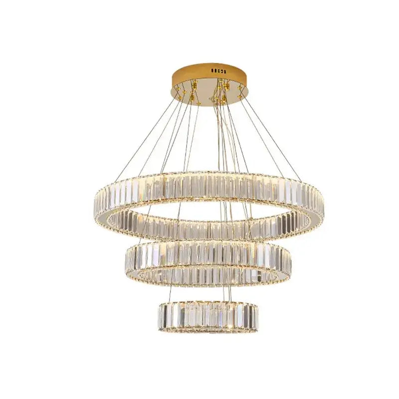 Modern gold spiral crystal circle led chandelier living room light