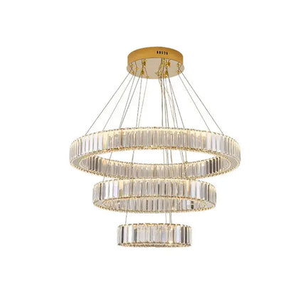 Modern gold spiral crystal circle led chandelier living room light