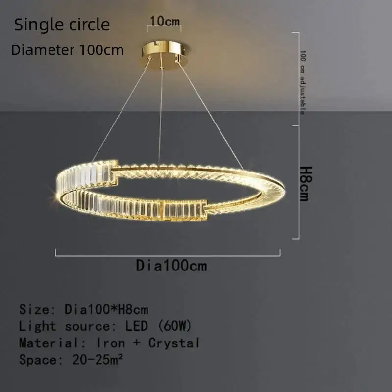 Modern gold spiral crystal led pendant chandelier dining room