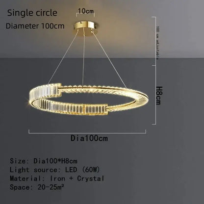 Modern gold spiral crystal led pendant chandelier dining room