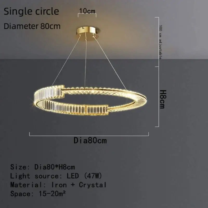 Modern gold spiral crystal led pendant chandelier dining room