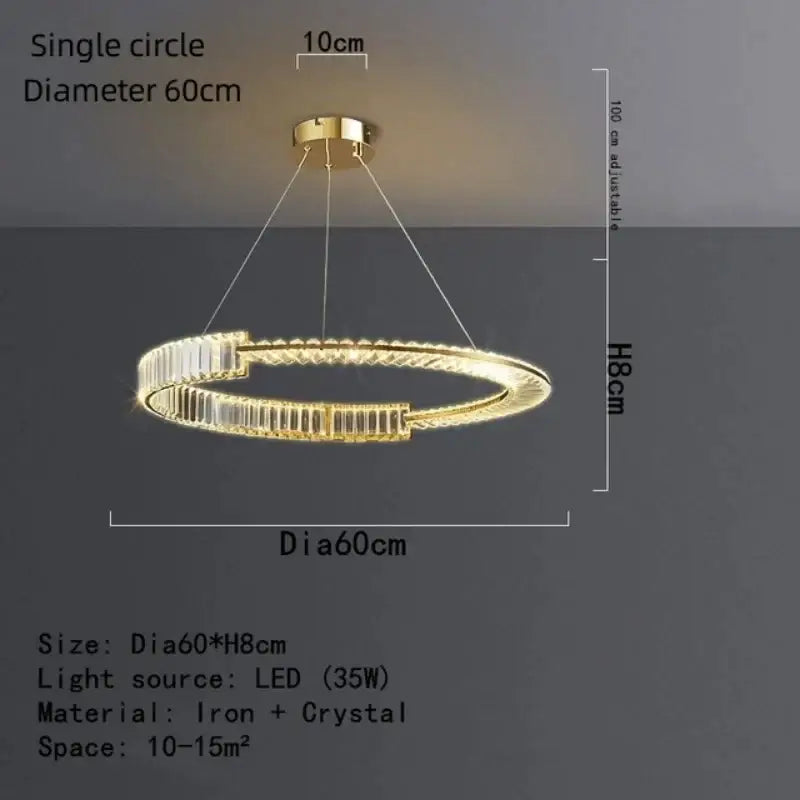 Modern gold spiral crystal led pendant chandelier dining room